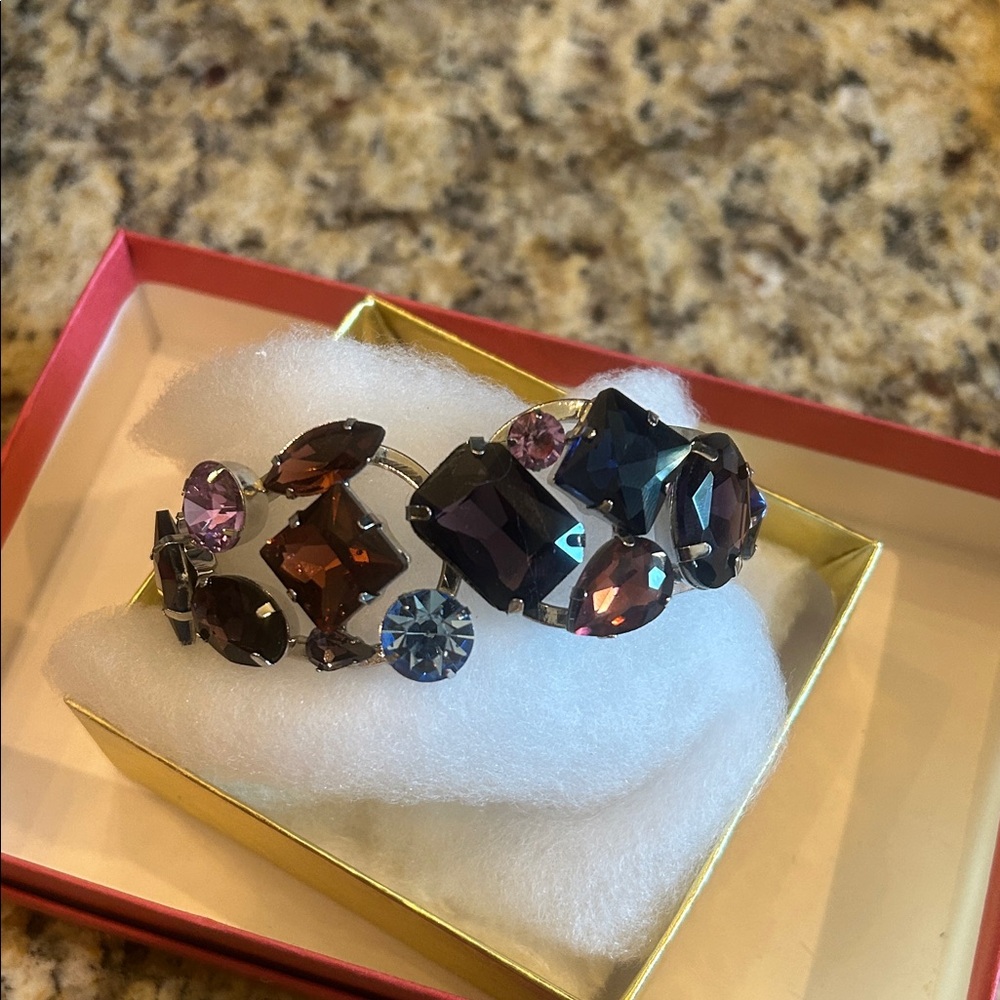Vintage Juliana Clamper Bracelet w Blue & Purple Stones GVC